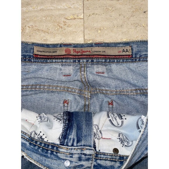 Pepe Jeans London Light Wash Distressed Blue Denim Straight Jeans Men's Size‎ 34 - Picture 3 of 12
